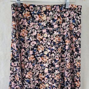 Meg and Margot floral flared knee length skirt